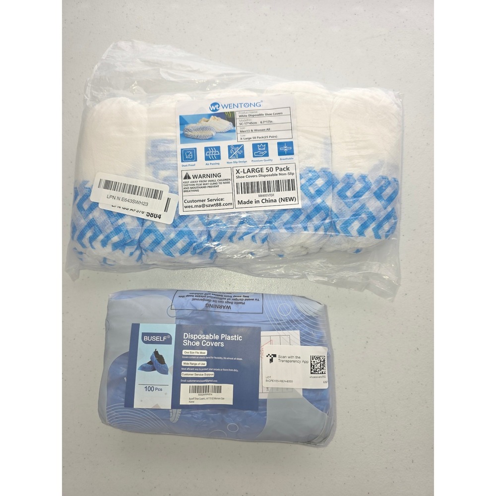 Bundle of Disposable Shoe Covers 2 Packs 150 Count XL Non-Slip New In Package
